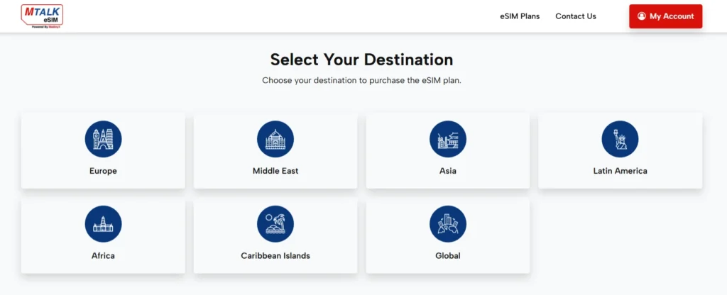 MTALK eSIM- Choose your destination